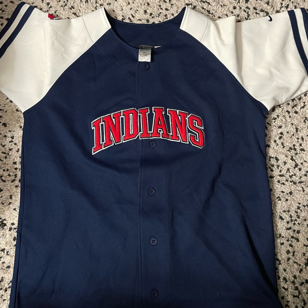 Cleveland Indians Blue and White Nike Baseball Shirt